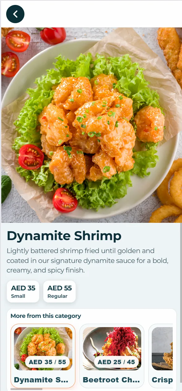 Lads Burger digital menu product screen