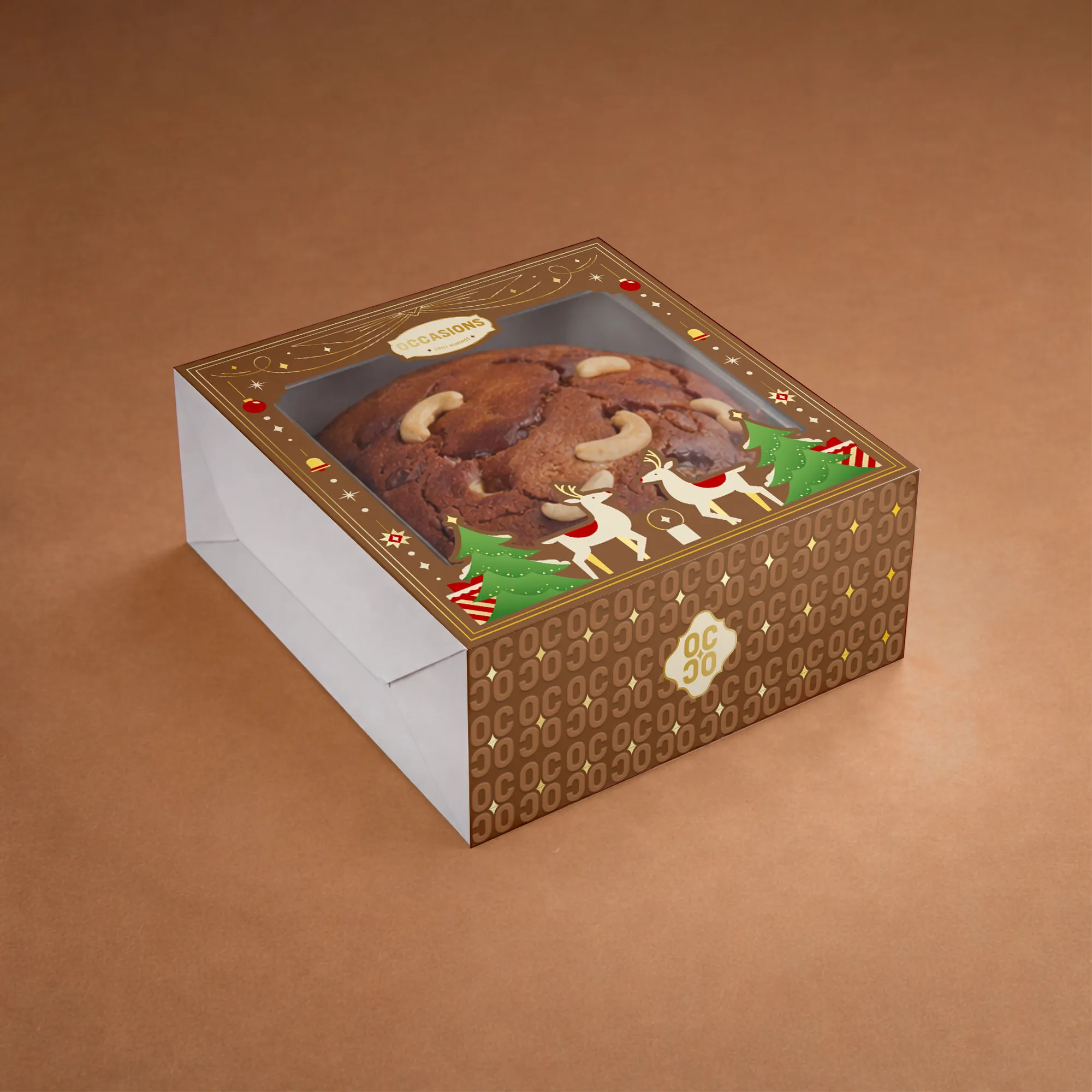 Occasions plum cake box packaging visualization